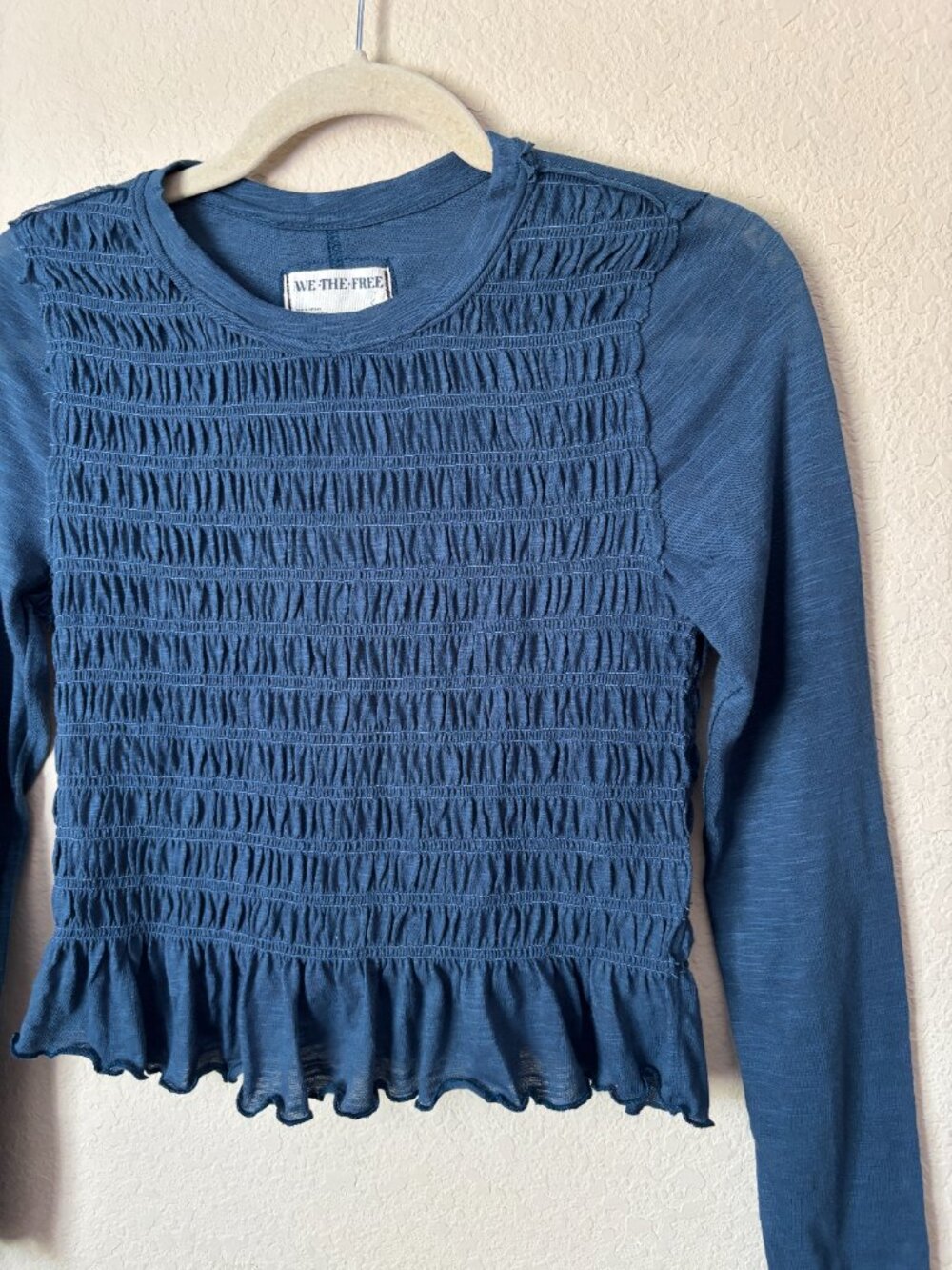 NEW Free People Smocked We The Free Sylvie Long Sleeve Shirt Top - Picture 5 of 9